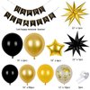 2025 New Year Balloon Arch Party Decorations, 18" 10" Black and Gold Balloon Garland Arch with Happy New Year Banner for 2025 New Year Party Decorations NYE Party Supplies 2025