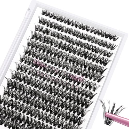 280 Pcs Individual Lashes 40D-C-0.07-14 Cluster Lashes C D Curl Wispy Lashes Bottom Lashes DIY Lashes At Home（40D-C-0.07-14）