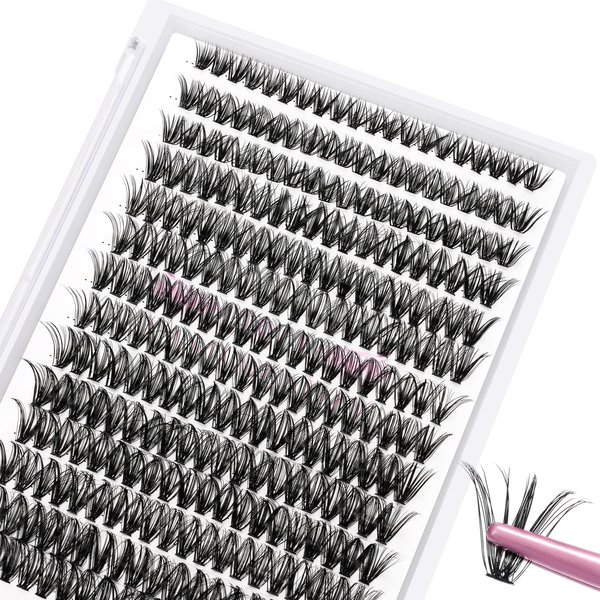 280 Pcs Individual Lashes 40D-C-0.07-14 Cluster Lashes C D Curl Wispy Lashes Bottom Lashes DIY Lashes At Home（40D-C-0.07-14）