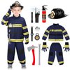 deAO Fireman Costume for Kids Firefighter Dress-Up Toy Set with Accessories Halloween Costumes Pretend Play Toy Gift for Boy