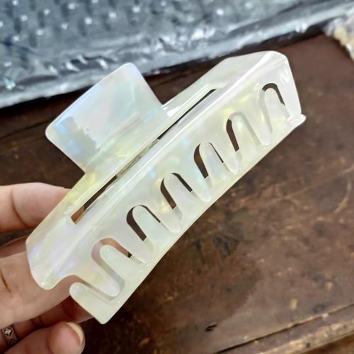 1 Pc White Acetate Square Claw Clip for Thick Hair - White Claw Clips White Hair Clips For Makeup...