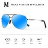 mxnx Aviator Sunglasses for Men Polarized Women UV Protection Lightweight Driving Fishing Sports Mens Sunglasses MX208-(Silver Frame/Blue Lens)
