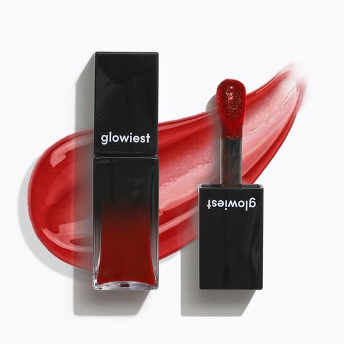glowiest EFFORTLESS Glow Lip Oil 004 RED CHERRY Hydrating, Nourishing, Plumping | Non-Sticky Lip Gloss, Tinted Lip Camellia Oil l Korean Beauty - 0.22oz