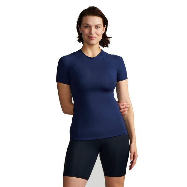 Tommie Copper Shoulder Support Shirt for Women, Posture Corrector Compression Shirt with UPF 50 Sun Protection, Women's Compression Shirt, Shoulder Compression, Shoulder Support for Women, Dark Navy S