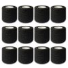 Autdor Tattoo Grip Cover Wrap - 12Pcs 2" x 5 Yards Disposable Cohesive Tattoo Grip Tape Wrap Black Elastic Bandage Rolls Self-Adherent Tape for Tattoo Machine Grip Tube, Sports Tape