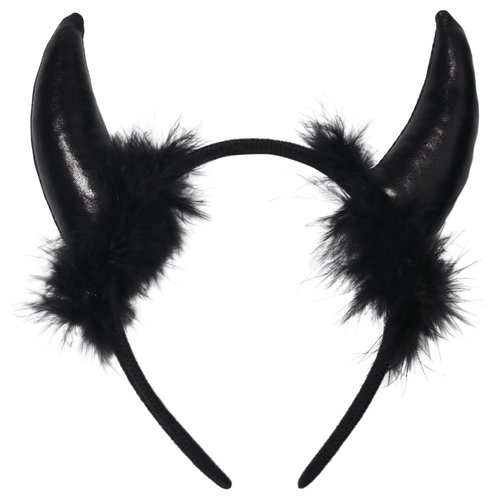 WRBAJIS Halloween Devil Horns Headband Black Demon Horns Hair Bands Halloween Hair Accessories for Women Halloween Party Supplies Black
