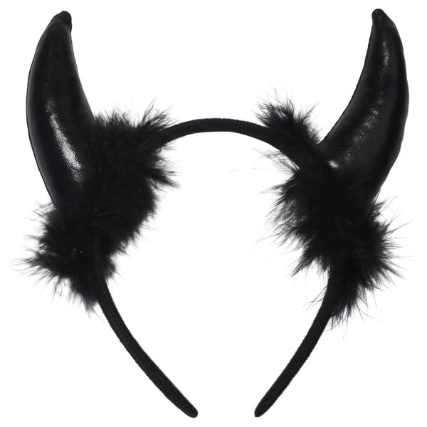 WRBAJIS Halloween Devil Horns Headband Black Demon Horns Hair Bands Halloween Hair Accessories for Women Halloween Party Supplies Black