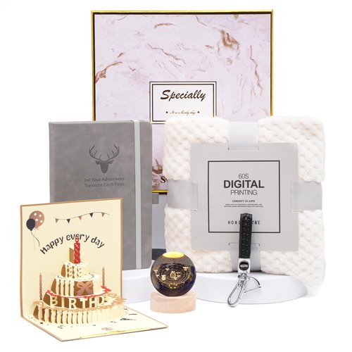 Gileolant Birthday Gifts for Women, Birthday Gift Basket for Women, Gifts for Her, Mom, Best Friend, Sister, Girlfriend, Wife, Teacher Gift Ideas, Unique Birthday Gift Box Care Package w/Blanket