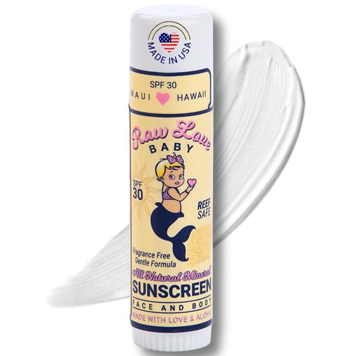 Raw Love Sunscreen Baby Sunscreen Stick SPF 30+ | Mineral Sunscreen with Non-Nano Zinc Oxide & Aloe Vera | Reef Safe, Fragrance-Free, Water Resistant, Gentle Formula, Made in USA | 0.6 Oz