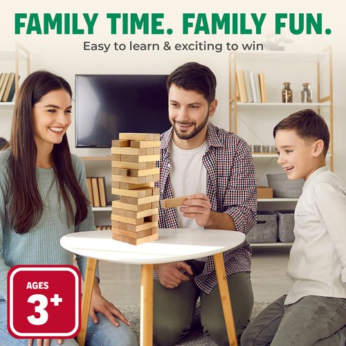 CoolToys Timber Tower Wood Block Stacking Game – Original Edition (48 Pieces)