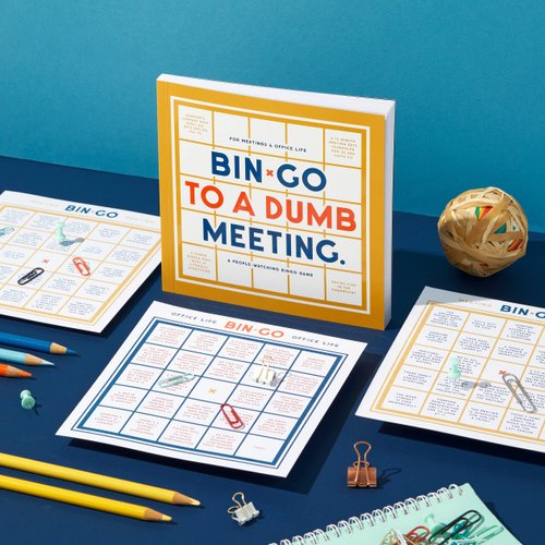 Brass Monkey Bin-go to A Dumb Meeting – Game Book with Perforated People-Watching Bingo Cards for Office Meetings and Cubicle Life