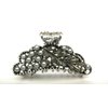 Silver metal gray crystal and silver pearl hair claw clip