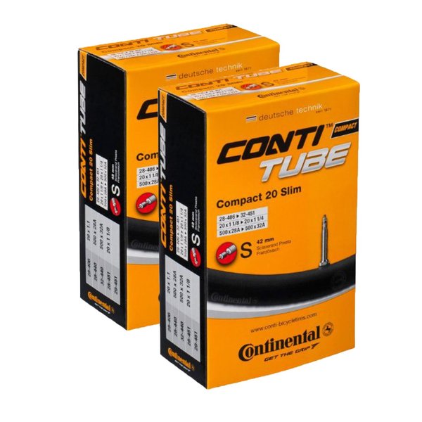 Continental 42mm Presta Valve Tube (2-Pack, 20 x 1-1/8-1-1/4cc) Slim