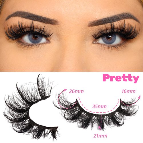 Veleasha Mink Lashes Spiky Cat Eye Lashes Dramatic Eyelashes Fluffy 7 Pairs Manga Lashes 16-26mm Wet Long False Eyelashes 3D Lashes Look Like Eyelash Extensions (C+ Curl - Pretty)