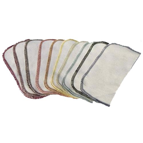 Gina's Soft Cloth Shop 1 Ply Organic Flannel Washable Baby Wipes 8 x 8 Inches Set of 10 Earthtone Assortment