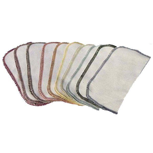 Gina's Soft Cloth Shop 1 Ply Organic Flannel Washable Baby Wipes 8 x 8 Inches Set of 10 Earthtone Assortment