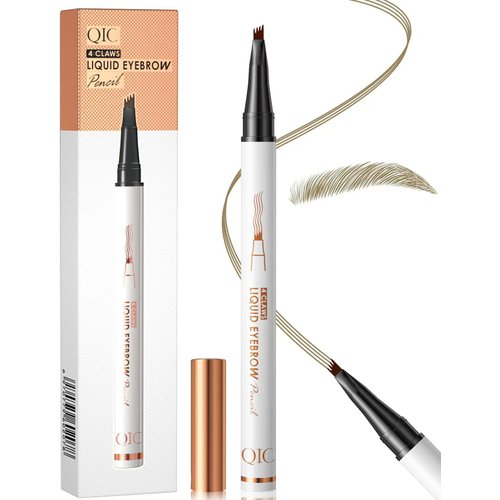 2 Pcs Eyebrow Pencil, Waterproof Eyebrow Pen with 4 Tip Brow Pen and Ultra-Precise Brow Pencil, Eyebrow Makeup for Natural Looking Eyebrows (Light Brown*1)