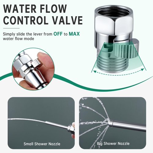 Shower Enema Kit, Shower Douche Nozzle Cleansing System with Water Control Valve for Men and Women Portable Cleaning (Polished Chrome)