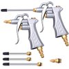Industrial Air Blow Gun with Brass Adjustable Air Flow Nozzle and 2 Steel Air flow Extension, Pneumatic Air Compressor Accessory Tool Dust Cleaning Air Blower Gun-2 Pack