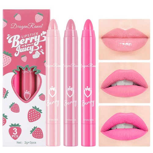 New Matte Lipstick Set,3 Colors Natural Velvet Crayon Lipstick for Women Makeup,Non-sticky&Long Lasting 24 Hour Superstay Lip Gloss (Lipstick Set A)