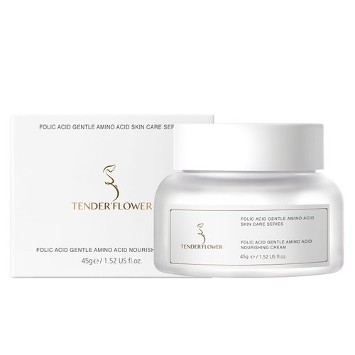 TENDER'FLOWER Folic Acid Gentle Amino Acid Nourishing Face Cream,Day and Night Anti Aging Skincare Facial Moisturizer, Hydrating, Moisturizing Cream to Reduce Wrinkles for Women,45g/1.5oz（Pack of 1）