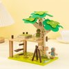 Wooden Tree House Playset for Kids, 22 PCS Creative Building Block Set Construction Toys with 2 Figures, Rope Ladder, Swing and Disassembly Tools for Toddlers Kids Boys Girls