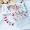 24Pcs Christmas Glitter Press on Nails Short Square Snowman French Tip Nude Design Fake Nails Xmas Cute Stick on Nails Winter Holiday Acrylic Glossy False Nails for Women and Girls Glue on Nails