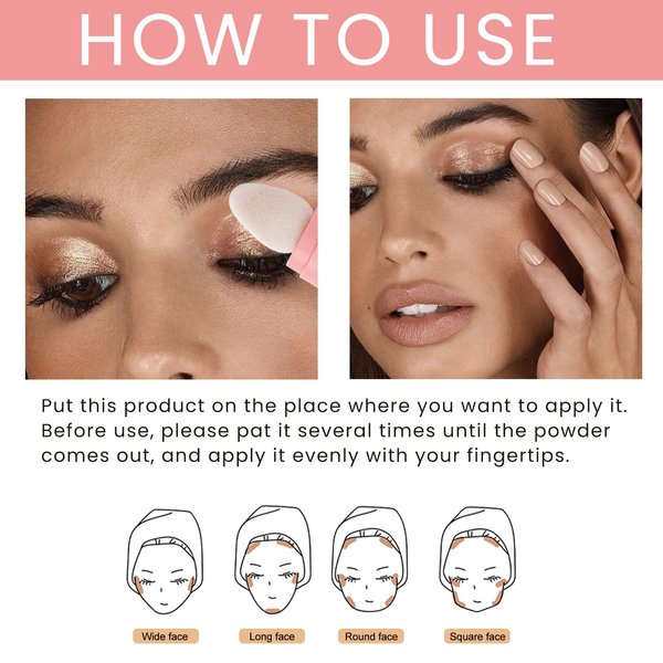 Eye Shadow Body Glitter, High Gloss Face Powder Stick,Face Body Shimmer Glitter Patting Powder, Hightlighter Stick Puff Fairy Stick,Nude Shiny Brighten Dimension Skin for Body Face Hair Lip Eye