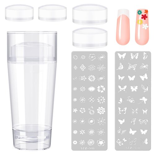 Subay French Nail Stamper, Nail Stamper Kit - 2pcs Nail Art Stamper, Nail Scraper, 2pcs Nail Stam...