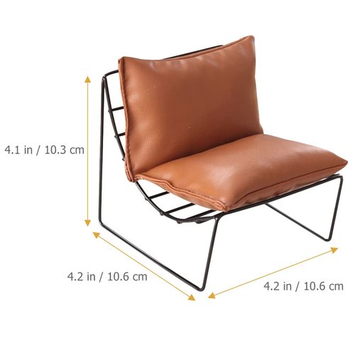 LOGOFUN 2 Pcs Dollhouse Miniature Furniture Mini Sofa Chair Model Micro Landscape Back Chair Doll House Accessory (Light Brown) - 4.2 * 4.2 * 4.1 inch