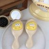 Hofar 2PC Mini Cheese Hair Brush for Purse, Small Portable Pocket Hair Brush with Mirror for Girls, Travel Size, Yellow
