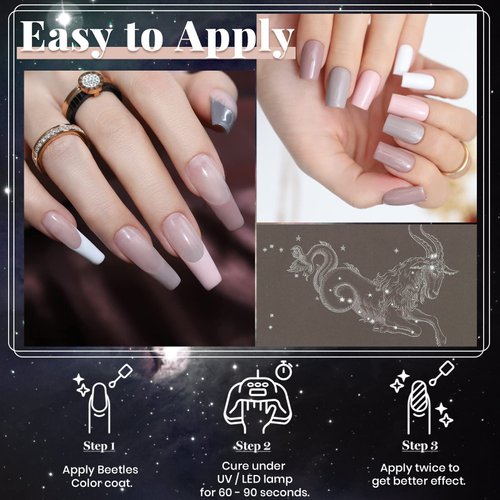 Beetles Gel Nail Polish Kit, 6 Colors Nude Gel Polish Pink White Beige Grey Gel Polish Brown Gel Nail Polish Elegant Nail Art Manicure Kit Soak Uv Gel Gift for Women Set Nude Nail Polsh