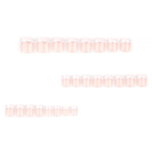 24pcs Short Square Press on Nails French Tip Fake Nails with Designs White Glossy False Nails Art Supplies Full Cover Glue on Nails Acrylic Nail Supplies for Women Manicure Tips