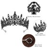 CAVETEE Princess Crown and Birthday Princess Sash,Black Birthday Tiara With Glitter Sash for Princess Party Decorations Happy Birthday Accessories Birthday Crown and Tiara for Women Girls