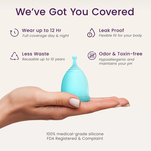 EcoBlossom Reusable Menstrual Cup Set - The Most Reliable Medical Grade Silicone Period Cups - Comfortably use for 12 Hours (2 Small Cups)
