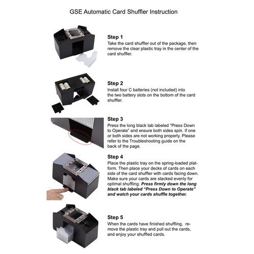 GSE 4-Deck Automatic Card Shuffler, Battery-Operated Electric Shuffler Machines for Playing Cards, Blackjack, Texas Hold'em, Canasta, UNO, Rummy, Bridge, Trade Card Games