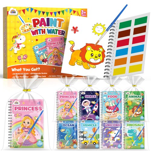 ZMLM 24 Water Coloring Books for Kids Party Favors - Bulk Mini Coloring Books for Ages 4-8,Small Activity Books for Toddlers Art Crafts Classroom Birthday Return Gifts Christmas Goodie Bag Stuffers