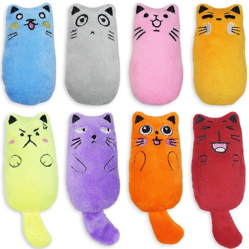 SCHITEC Catnip Toys, [8 PCS] Soft Plush Cat Nip Chew Toy for Indoor Cats, Interactive Kitten Pillow Kitty Teething Toy