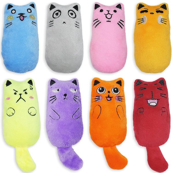 SCHITEC Catnip Toys, [8 PCS] Soft Plush Cat Nip Chew Toy for Indoor Cats, Interactive Kitten Pillow Kitty Teething Toy