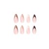 MISUD Almond Press on Nails Medium Stiletto Fake Nails Glossy Glue on Nails Fall Brown French Tip Acrylic Nails Autumn Stick on False Nails with Design 24 pcs