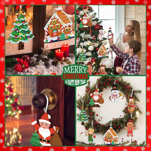 LINAYE Christmas Ornament Crafts for Kids Toddlers, 32 Set Christmas Make Your Own Ornament Craft Kit for Kids Christmas Goodie Bag Stuffers Game Activities for Kids Christmas Party Favor