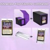 MTG Deck Box, Dice Tray&Tower 2 in 1 MTG Commander Deck Box Fits 120+ Single Sleeved Cards, Leather Magnetic Closure Card Deck Box with Magnetic Card Holders&Base for TCG, CCG, Black/Violet