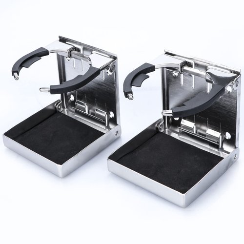 Marinebaby Stainless Steel Adjustable Folding Cup Drink Holders Marine/boat/caravan/car (Cup Holder (2pcs))