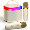 HWWR Mini Karaoke Machine for Kids: Portable Bluetooth Speaker with 2 Wireless Microphones & Disco Lights for Home Party, Kids Birthdays Christmas, Toys for Girls Boys 3-12+