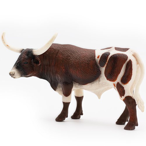 Gemini&Genius Farm Animal Toys, Longhorn Cow Action Figure, Hand Painted, 6 Inches Length, Realistic and Durable Farm Toys for Children Boys and Girls Gift (189)