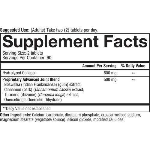 Youtheory Joint Collagen Advanced - Type 2 Collagen Supplement - Joint Support & Health - with Boswellia Extract, Turmeric & Quercetin - 120 Tablets