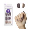 KISS imPRESS Press-On Manicure, Nail Kit, PureFit Technology, Short Press-On Nails, Square, 'Flawless', Includes Prep Pad, Mini Nail File, Cuticle Stick, and 30 Fake Nails Purple and Silver