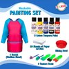 Playkidiz Washable Kids Paint Set, 32 Piece Complete Paint Set for Kids, Includes Washable Paint, Painting Sponges, Smock and Mixing Bowl.