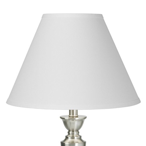 Antique White Linen Medium Lamp Shade 6.5" Top x 15" Bottom x 10.75" High x 11.75" Slant (Spider) Replacement with Harp and Finial - Springcrest