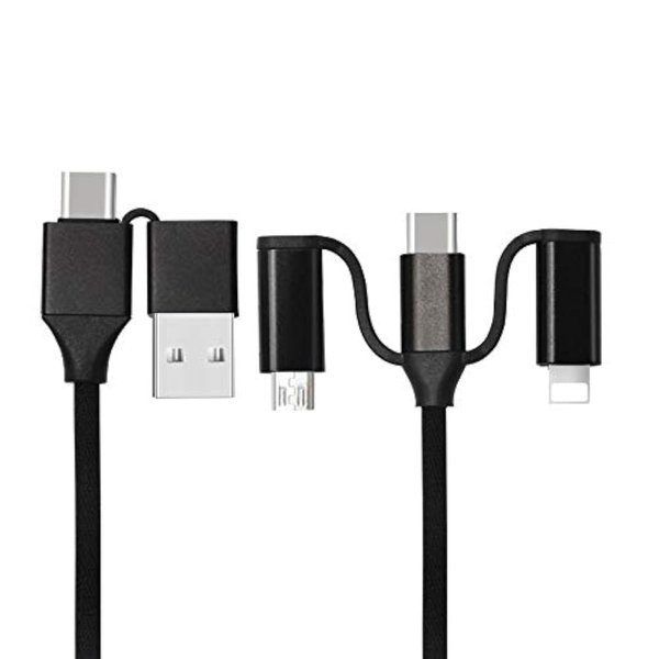 7PETAL Multifunction 5in1 Fast Sync Charger Cable, Interchangeable 2in1 USB A/C to 3in1 Lightn/Type C/Micro USB Cable Compatible with Mobile Phone